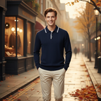 Men's button collar long sleeve polo shirt Fashion Grand