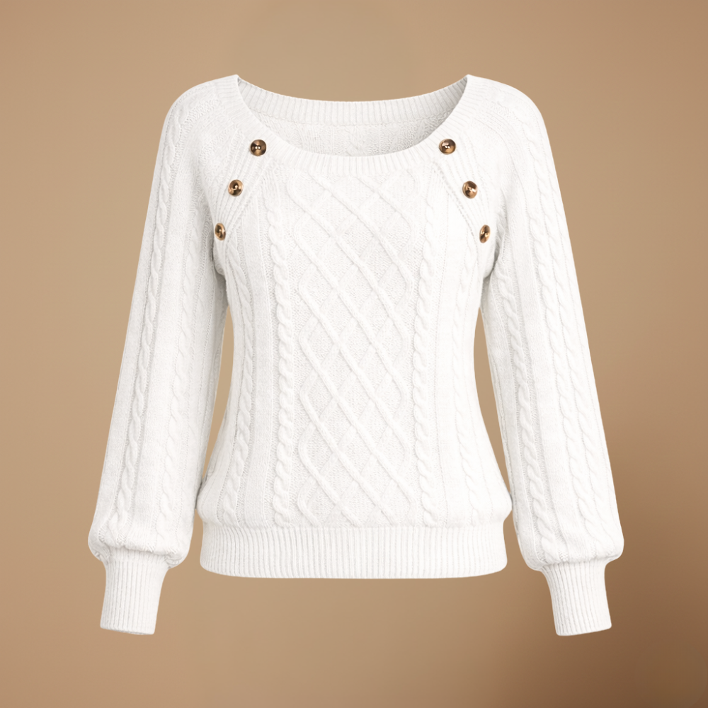 Women’s square collar buttoned long sleeve pullover jumper Fashion Grand