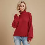 Women's Waffle Knit Rollneck Sweater Fashion Grand