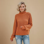 Women's Waffle Knit Rollneck Sweater Fashion Grand
