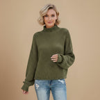Women's Waffle Knit Rollneck Sweater Fashion Grand