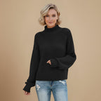 Women's Waffle Knit Rollneck Sweater Fashion Grand