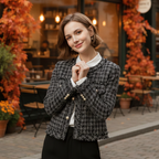 Women’s elegant tweed long sleeve coat Fashion Grand