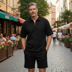 Men's casual short sleeve textured set Fashion Grand