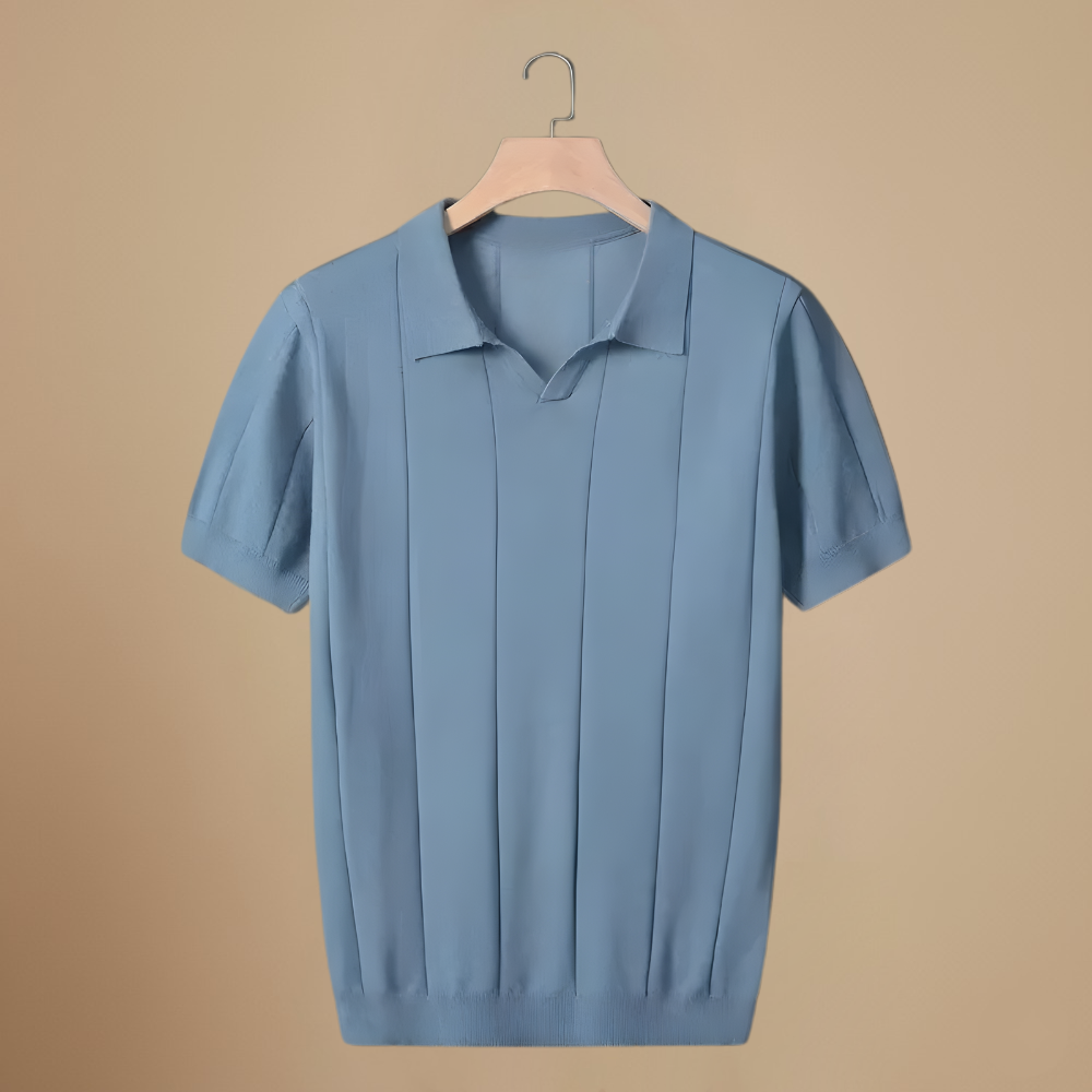 Men's short sleeved knitted v-neck polo shirt Fashion Grand