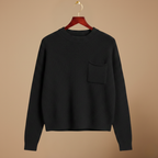 Crew Neck Knitted Sweater with Chest Pocket for Women Fashion Grand