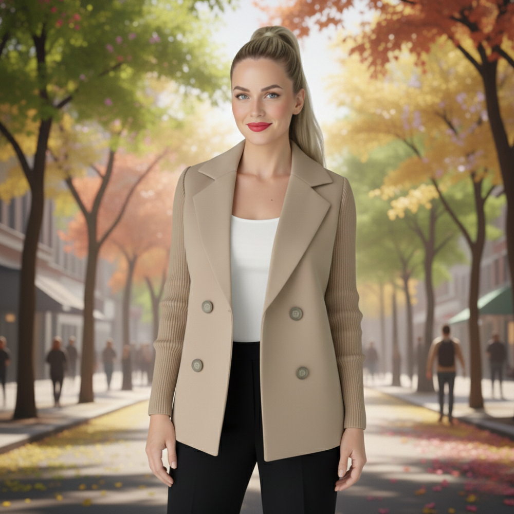Women's Casual Blend Double-Breasted Blazer Fashion Grand