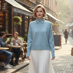 Women's collared long sleeve knitted pullover sweater Fashion Grand