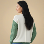 Cute Patchwork Cable Knit Casual Sweater for Women Fashion Grand