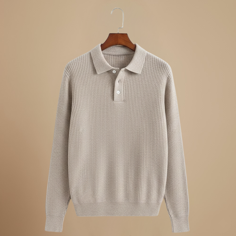 Men's polo collar knitted long sleeve pullover sweater Fashion Grand