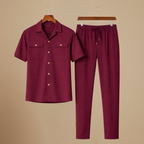 Casual Shirt Trousers Matching Two Piece Set for Men Fashion Grand