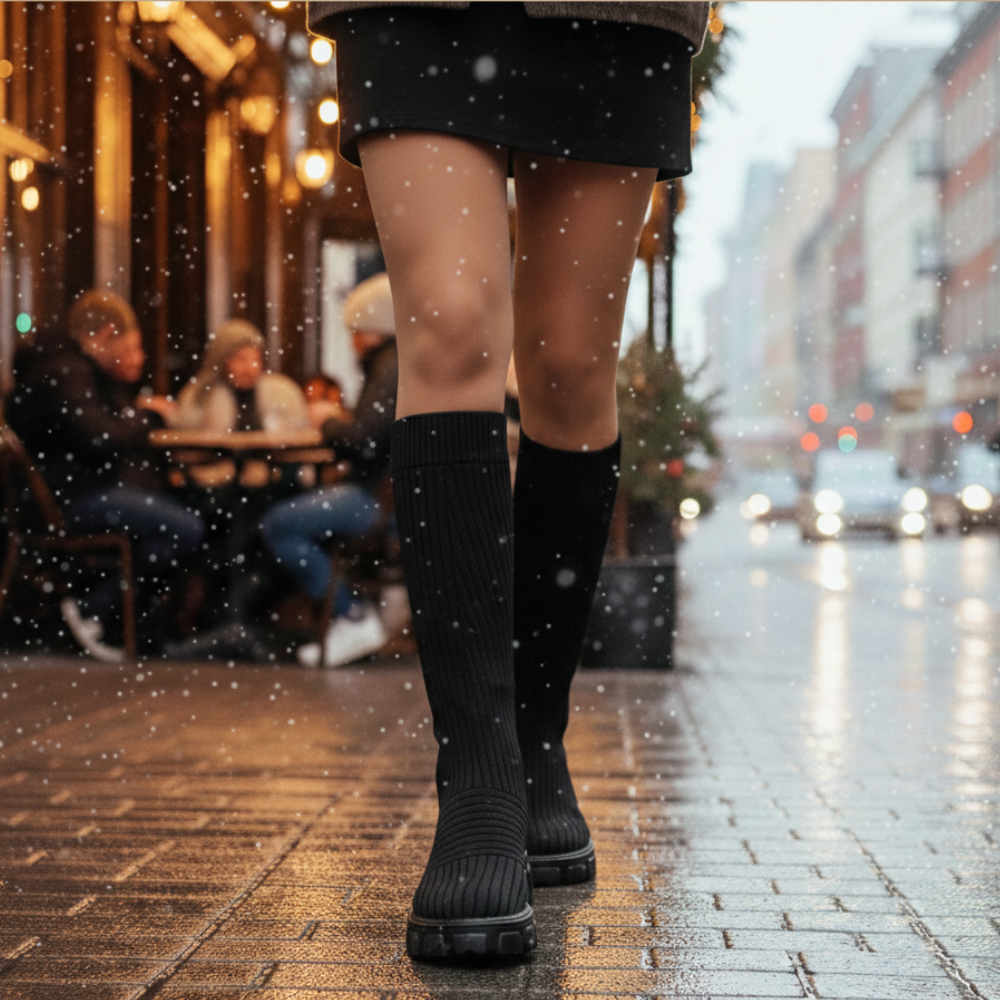 Women's elasticated mid calf boots Fashion Grand