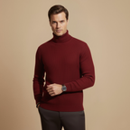 Casual Ribbed High Neck Pullover Sweater for Men Fashion Grand