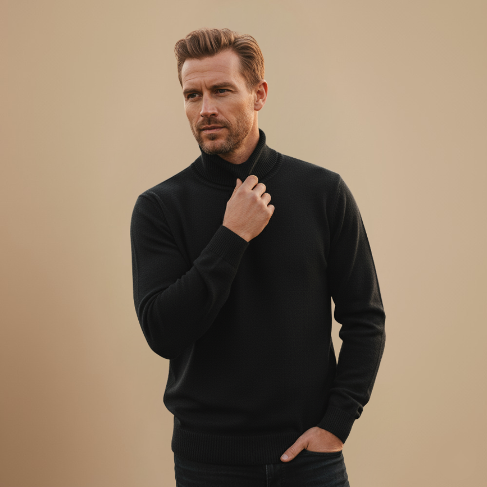 Heavyweight Solid Turtleneck Knit Pullover Sweater Fashion Grand