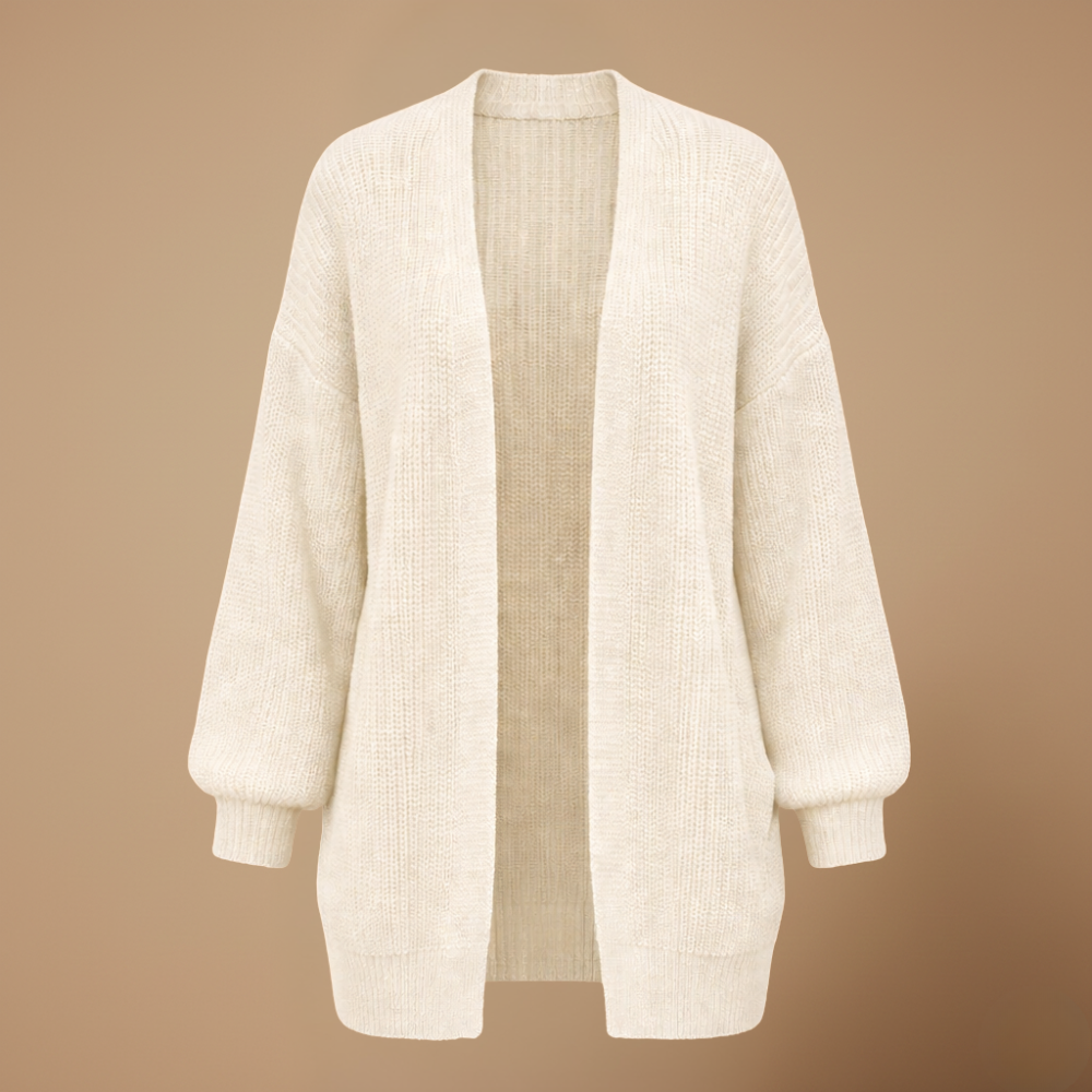 Women's chunky knit balloon sleeve open cardigan Fashion Grand