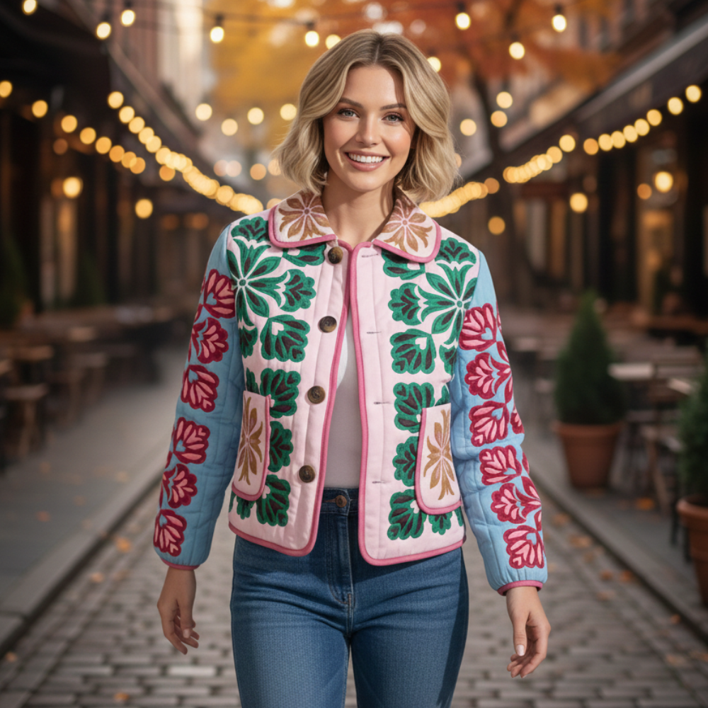 Women's floral print quilted cardigan Fashion Grand