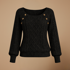 Women’s square collar buttoned long sleeve pullover jumper Fashion Grand