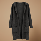 Women’s hooded cable knit open cardigan Fashion Grand