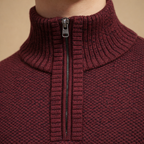 Men's half zip high collar thick knit sweater Fashion Grand