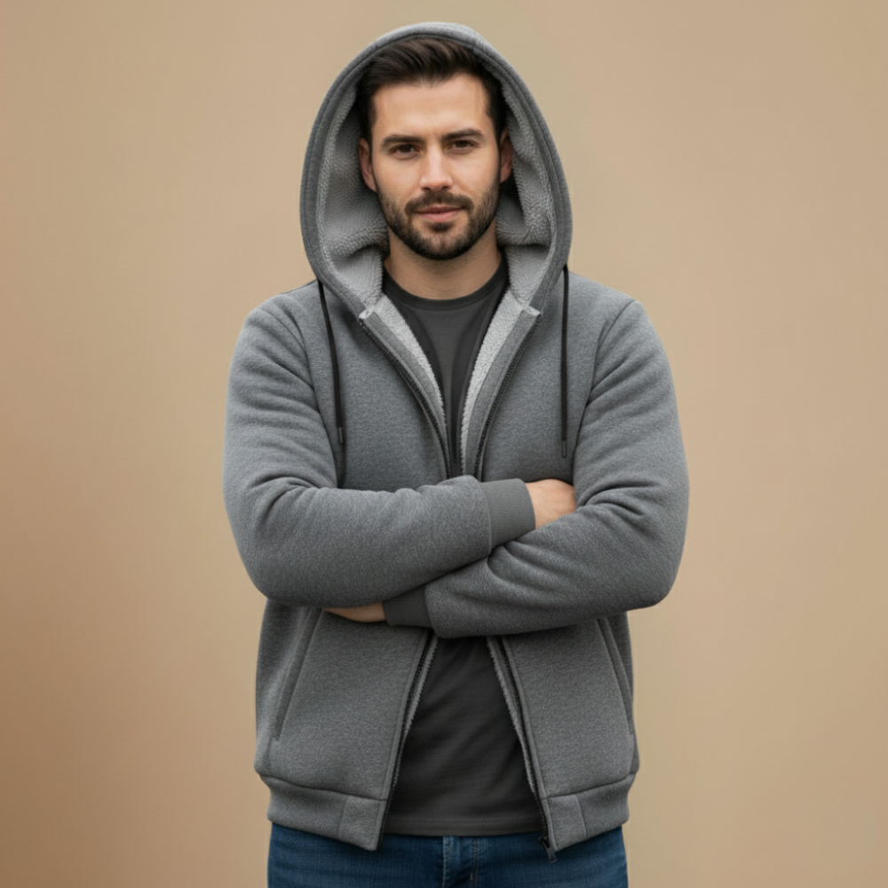 Fleece Lined Zip Hoodie Jacket for Men Fashion Grand