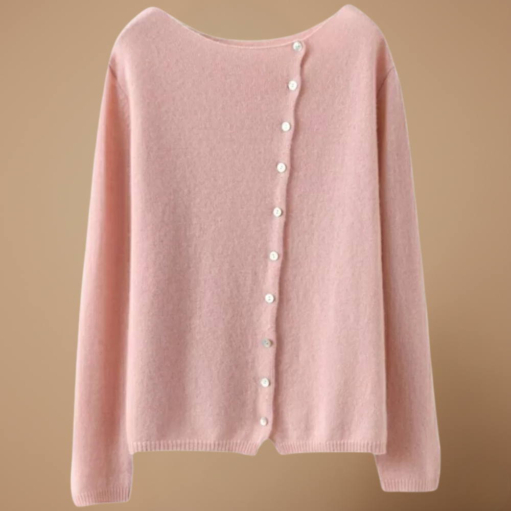 Women’s asymmetric buttoned design knitted jumper Fashion Grand