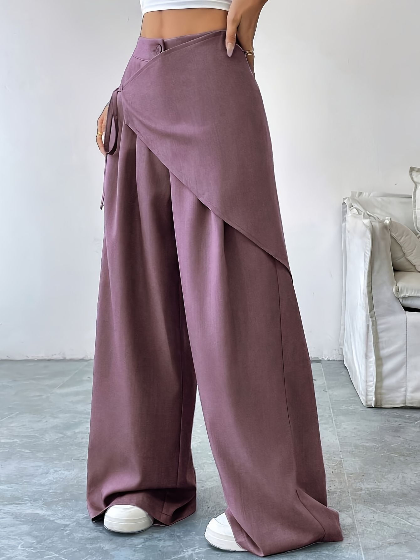 Women's Straight-Leg Drawstring Casual Trousers Fashion Grand