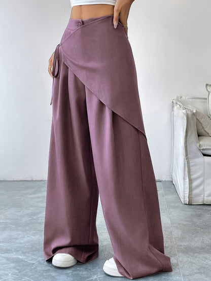 Women's Straight-Leg Drawstring Casual Trousers Fashion Grand
