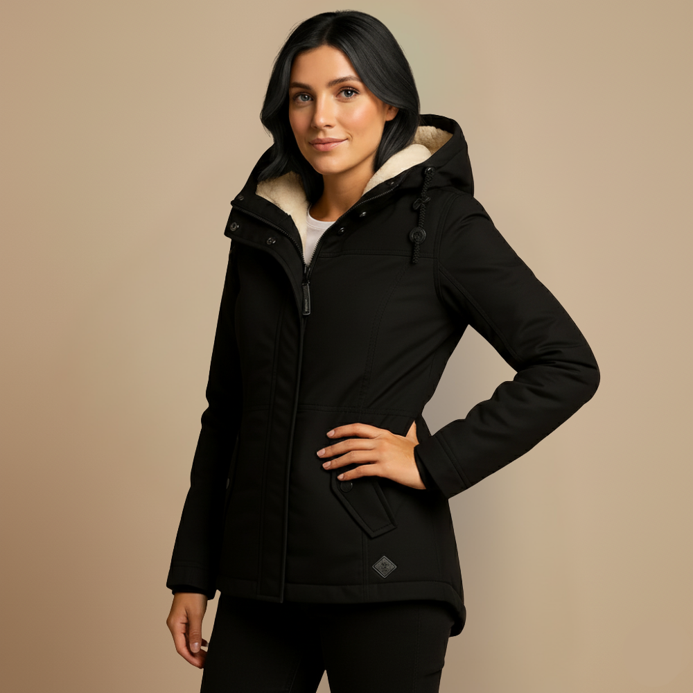 Warm women's parka with hood and fleece lining Fashion Grand