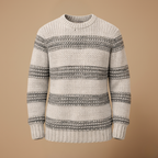Men's striped crew neck stretch pullover sweater Fashion Grand