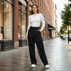 Women's high waist straight leg suit trousers Fashion Grand