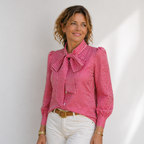 Women’s casual bow tie plaid loose fit blouse Fashion Grand