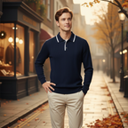 Men's button collar long sleeve polo shirt Fashion Grand