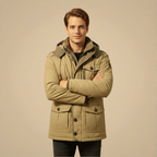 Men's Fleece Lined Windproof Hooded Parka Coat Fashion Grand