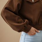 Vintage Corduroy Cropped Jacket for Women Fashion Grand