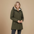 Women's Warm Parka Jacket with Hood and Fleece Lining Fashion Grand