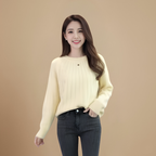 Loose Fit Round Neck Pullover Sweater for Women Fashion Grand