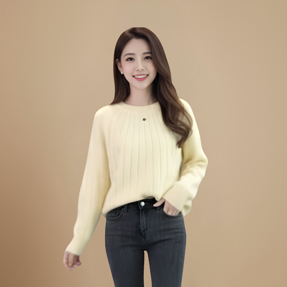 Loose Fit Round Neck Pullover Sweater for Women Fashion Grand