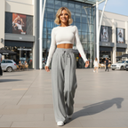 Women's wide leg drawstring trousers Fashion Grand