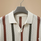 Men's striped short sleeve knitted polo shirt - casual Fashion Grand