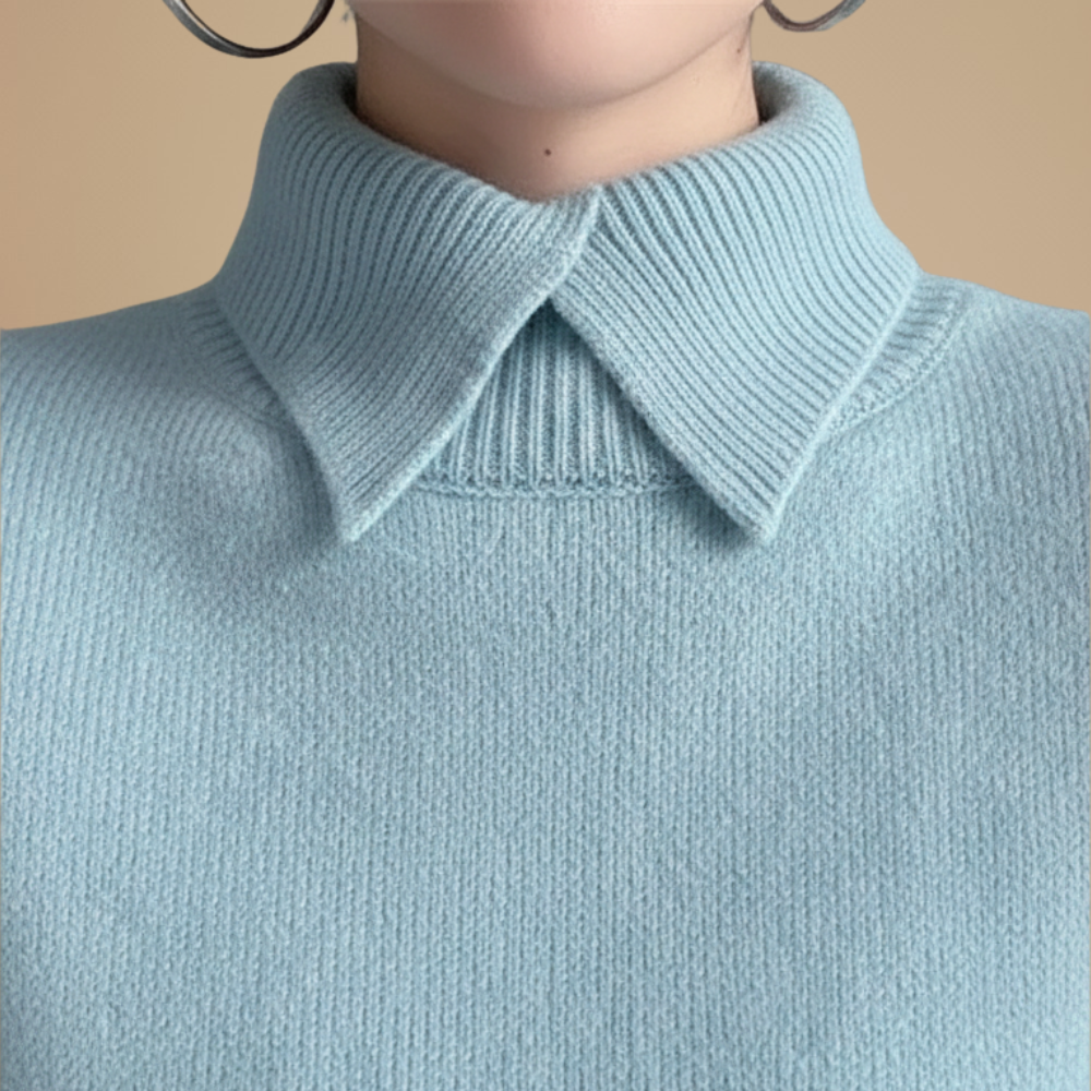 Women's collared long sleeve knitted pullover sweater Fashion Grand