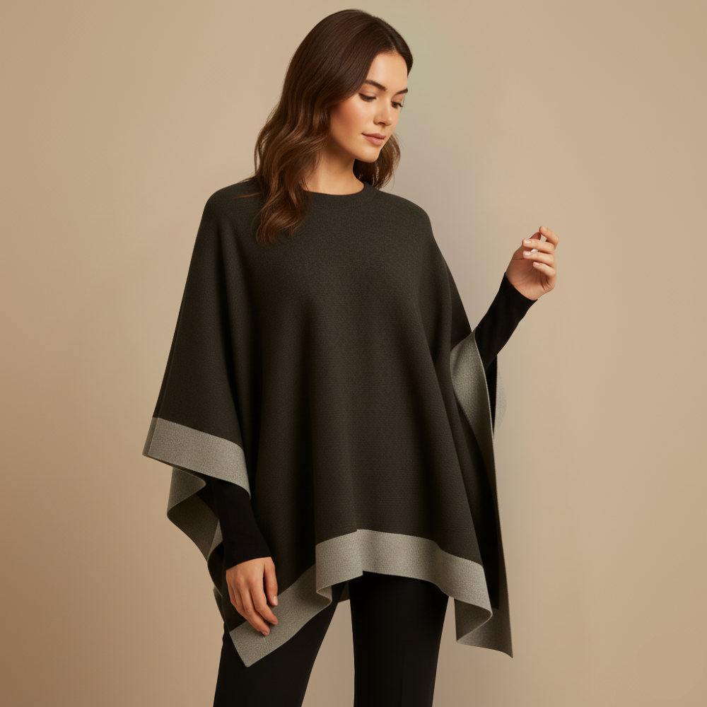 Warm Patchwork Knit Poncho for Women Fashion Grand