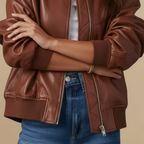 Women’s Faux Leather Bomber Jacket Fashion Grand