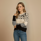 Women's Leopard Print Color Block Sweater Fashion Grand
