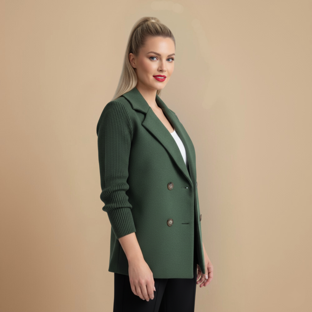 Wool Blend Double-Breasted Women's Blazer Fashion Grand