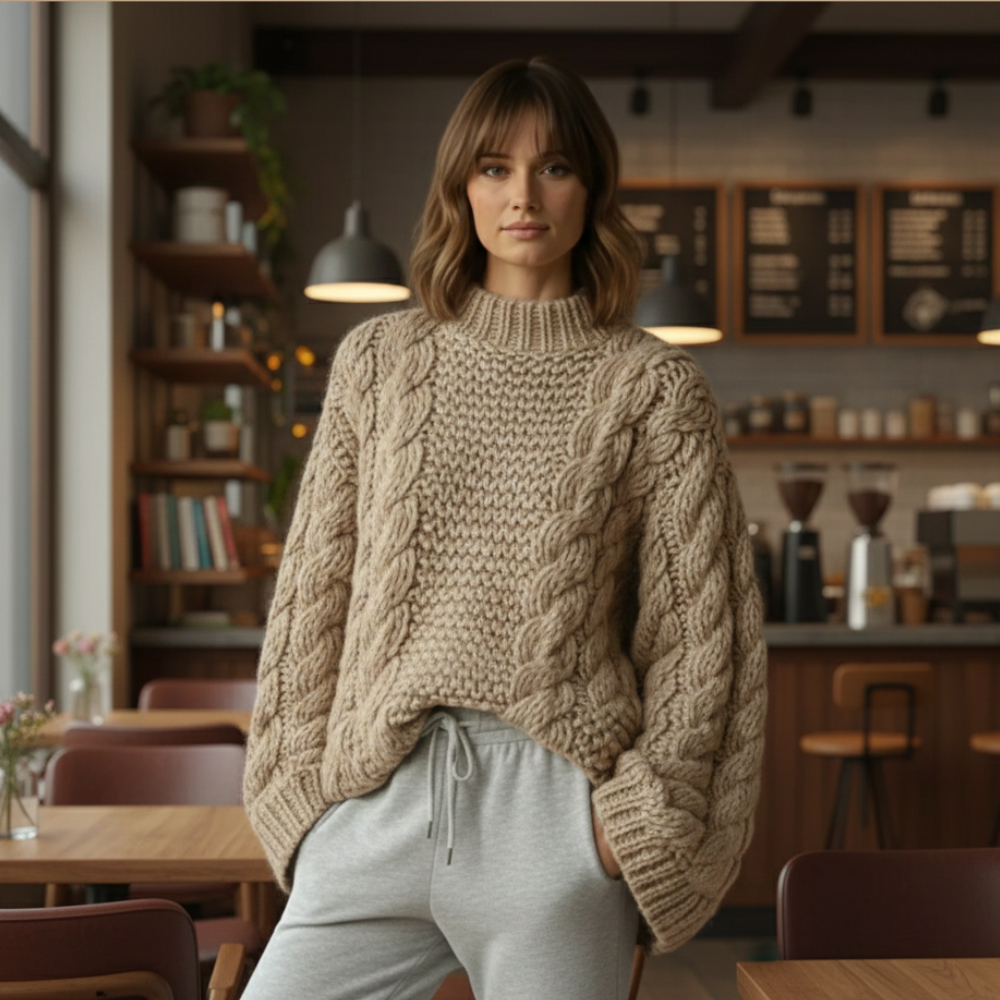 Women's Chunky Cable Pattern Sweater Fashion Grand