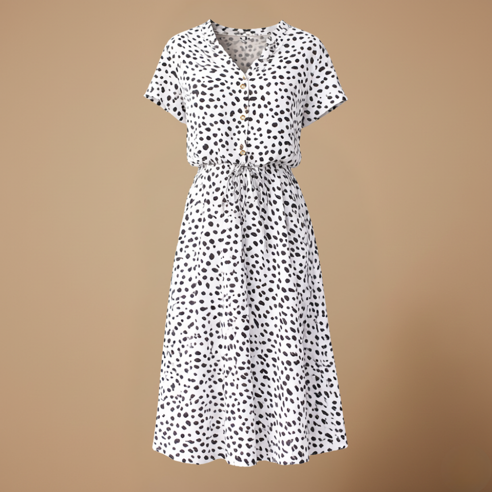 Women’s short sleeve belted midi summer dress Fashion Grand