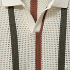 Men's striped short sleeve knitted polo shirt - casual Fashion Grand