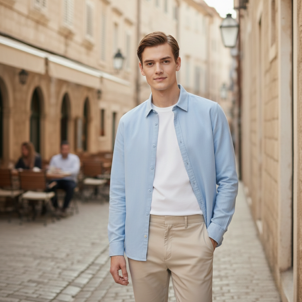 Men's vintage spring long-sleeve shirt