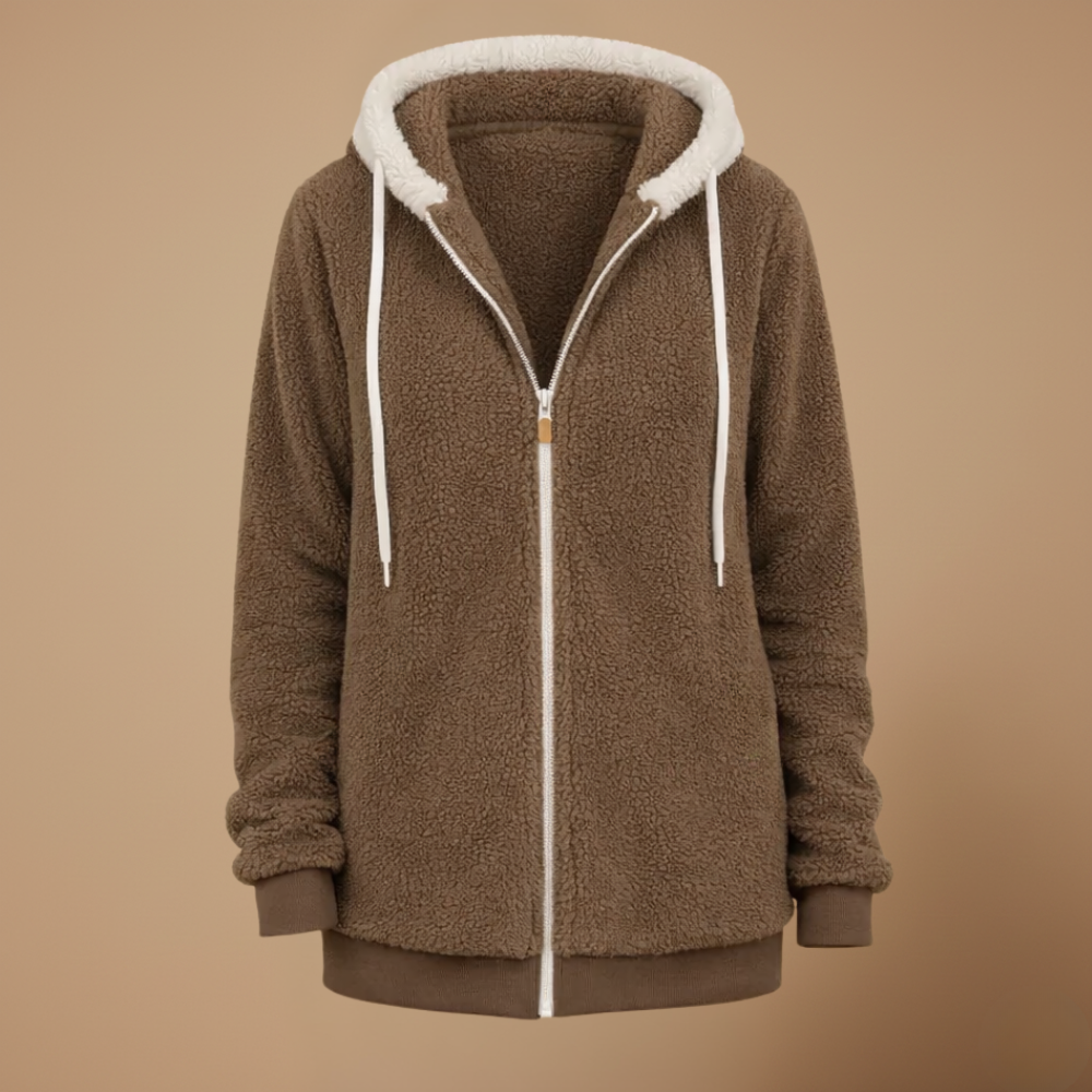 Women's warm fuzzy zip hoodie jacket Fashion Grand