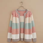 Women's knitted striped open cardigan Fashion Grand